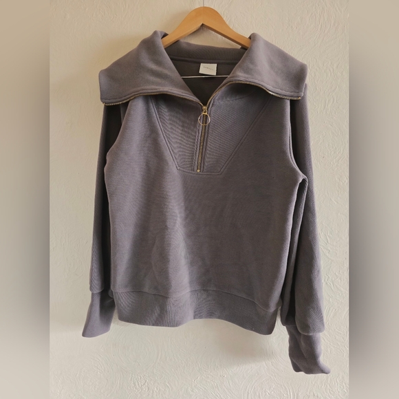 Varley, Vine Ottoman Half Zip Pullover, Grey (Taupe Grey), Size Medium - Picture 3 of 9